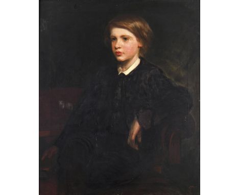 JAMES SANT, CVO, RA (1820-1916) PORTRAIT OF FRANCIS EGBERT HOLLOND (1860-1953) Seated three quarter length in a dark red chai