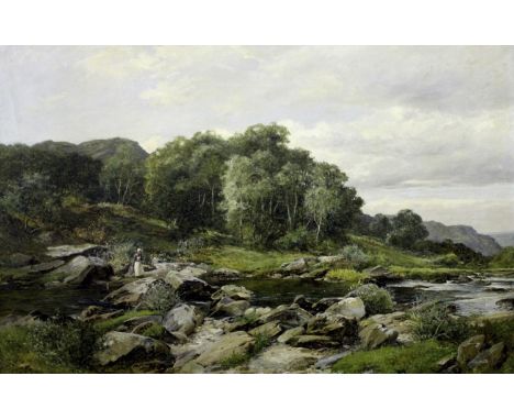 DAVID BATES (1842-1921) A BEND IN THE RIVER - THE LLEDR Signed and dated 1897, also signed, inscribed with title and dated ve