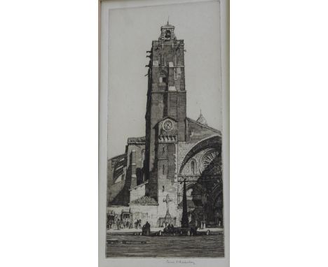 •EIGHT ETCHINGS comprising architectural subjects by Louis Conrad Rosenberg (St Etienne, Toulouse; Hospital of Santa Cruz, Ba