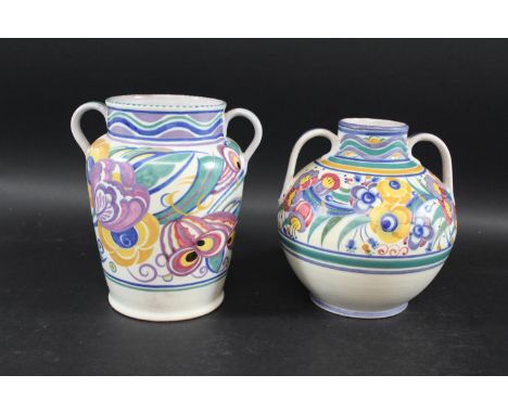 CARTER STABLER ADAMS - POOLE POTTERY VASE a large two handled vase, brightly painted with flowers and designed by Truda Carte