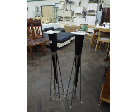 Pair of tall contemporary metal candlestick stands
