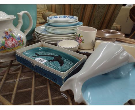 Few pieces Poole pottery, decorative teapot etc