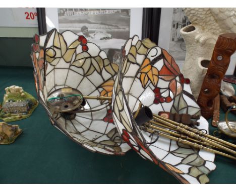 Two Tiffany style electric light fittings