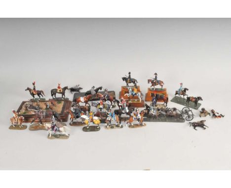 A collection of good quality hand-painted cast metal figures, all figures on horseback representing various historic periods 