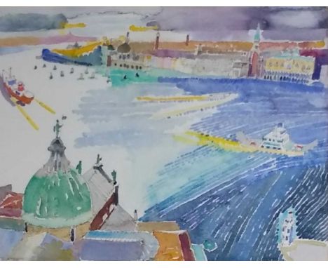 Michael Edmonds (British 1946-2014), St Mark's Basin, Venice, watercolour, initialled bottom left, titled verso, mounted and 