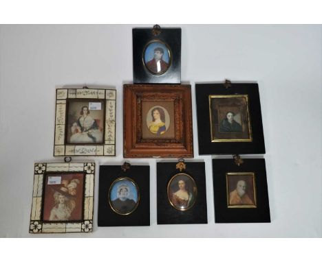 A collection of miniature portrait studies in frames (8)