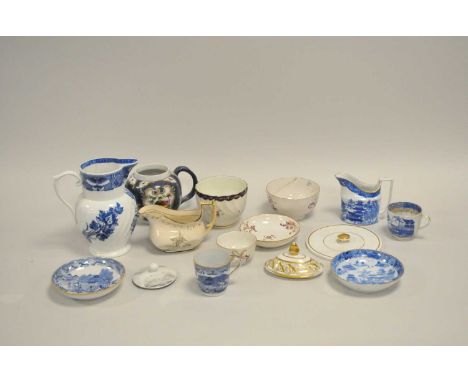 A mixed collection of ceramics late 18th-19th century to include a Flight Worcester teapot, cover, tea bowl, saucer and sugar