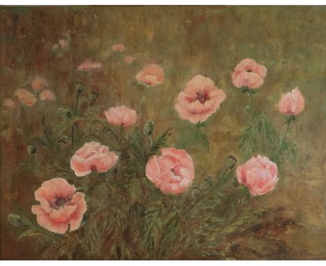 R. Garbult, Pink Poppies, signed and dated '88 bottom right, oil on board, framed. Measurements 42 x 52.5 cm, frame 58 x 89 c