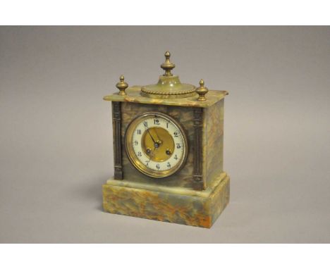 A small Victorian onyx cased mantle clock, 26 cm high, 19 x 12.