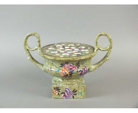 A Spode 'Tumbledown Dick' pattern pearlware rose bowl, 19th century printed Spode mark and No.3716 in red, 20.5cm high (at fa