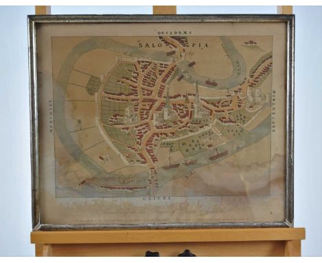 Roger Montgomery, 17th century or later, a map of Shropshire, coloured engraving, 38 x 50cm (plate) After Thomas Sanders, vie