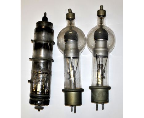 Three large vintage English Electric Co valves, H. 43cm.