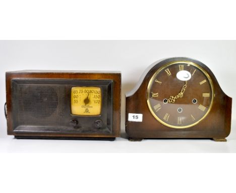 A Gilfillan vintage radio and a further Smiths mantle clock.