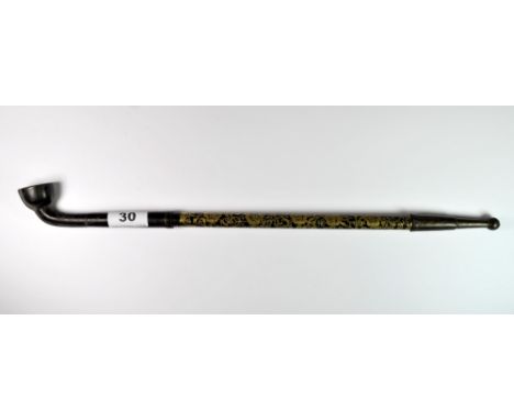 A Chinese gilt decorated opium pipe, L. 46.5cm.