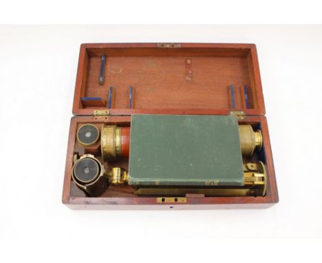 Boxed/cased microscope and telescope (pair), brass, one box containing 'Chards' of London label (2) 