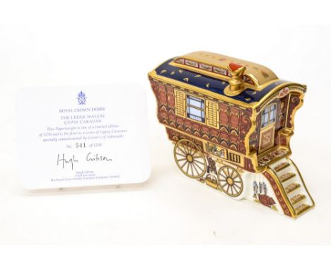 Royal Crown Derby first quality Ledge Wagon Gypsy Caravan, limited edition 541/1250, with certificate and box 