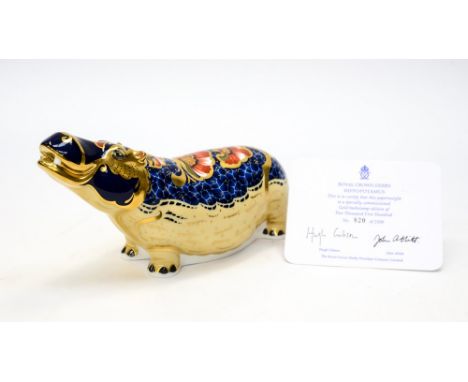 Royal Crown Derby first quality Hippopotamus, limited edition 820/2500, with certificate, boxed 