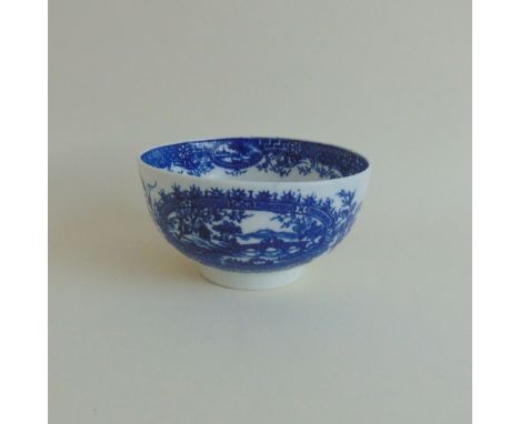 A Worcester blue and white slop bowl, Circled Landscape pattern, circa 1780, 11.5 cm diameter approx, 6 cm high approx Proven