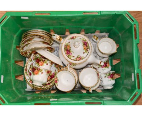 Royal Albert 'Old Country Roses' part tea set, comprising nine cups, nine saucers and none plates, teapot and milk jug (29) 