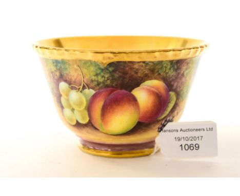 A Royal Worcester fruit painted sugar bowl by D. Shinnie