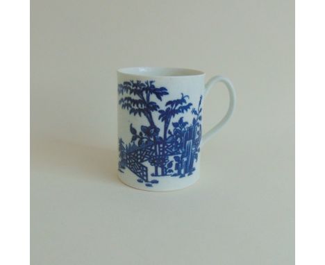 A Worcester blue and white small tankard, Plantation pattern, circa 1770, 6.5 cm diameter approx, 8 cm high approx Provenance