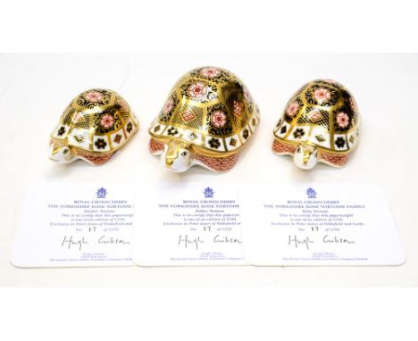 Royal Crown Derby first quality 'The Yorkshire Rose Tortoise Family' Farther Tortoise limited edition 17/1250, Mother Tortois