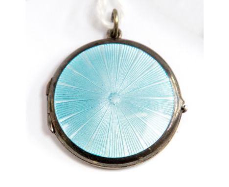 A silver and enamelled engine turned locket (1) 
