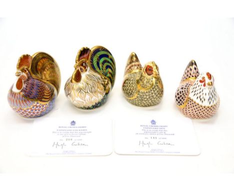 Royal Crown Derby first quality Farmyard Cockerel, limited edition 210/5000, with Farmyard Hen, limited edition 141/5000, bot