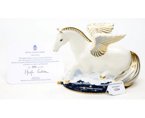 Royal Crown Derby first quality Pegasus, limited edition 298/1750, boxed, certificate 