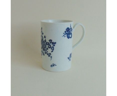 A Worcester blue and white large tankard, the Fruit Sprigs pattern, circa 1770-1775, 8 cm diameter approx, 19.5 cm high appro