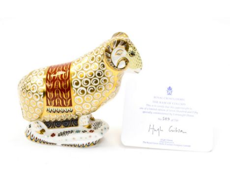 Royal Crown Derby first quality Ram of Colchis, limited edition 509/750, with certificate 