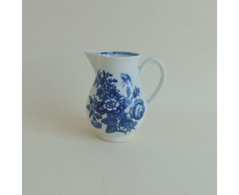 A Worcester blue and white Sparrow Beak milk jug, Three Flower pattern, circa 1770-1775, 8.5 cm high approx Provenance - The 
