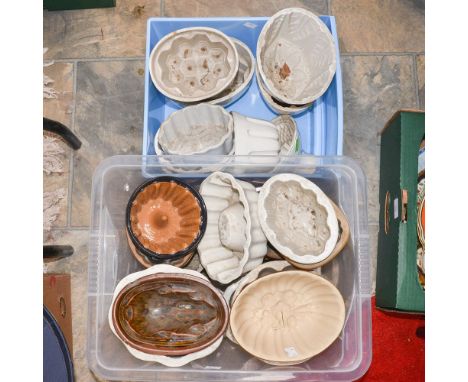 Two boxes of ceramic jelly moulds (2) 