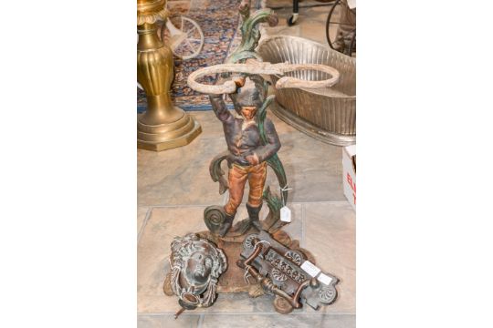 A 19th Century Door Knocker And Letter Box With Cast Iron Stick