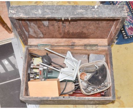 A wooden box with brass plaque belonging to torpedo, submariner instructor, full of tools, one lot