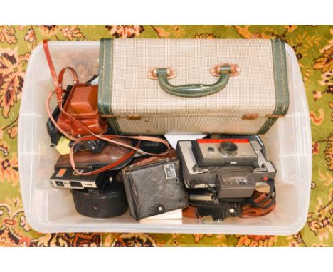 One box of assorted cameras to include : Polaroid, Kodak, Agfa and others 