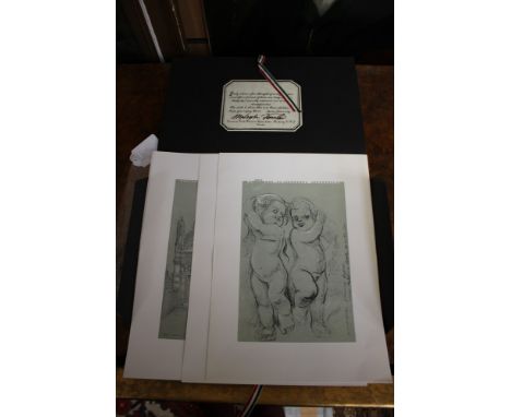 Malcolm Fowler (1943-2012) sketch book from Italy, signed folder of nine prints, 1991, printed by CPL London