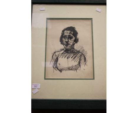 Oskar Kokoschka - 1886-1990, portrait Trude lithograph, signed 'OK', inscribed to back, mounted and framed, 38 cm wide, 59 cm