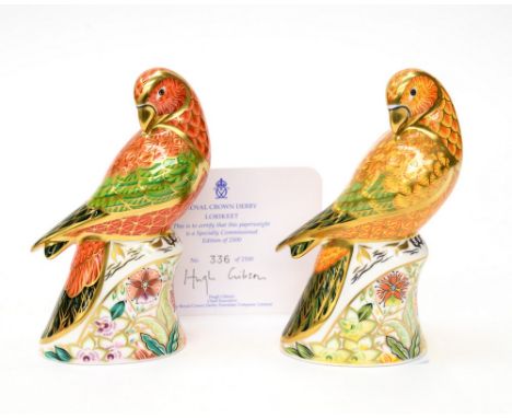 Royal Crown Derby first quality Lorikeet, limited edition 336/2500, with certificate, with Sun Parakeet (2) 