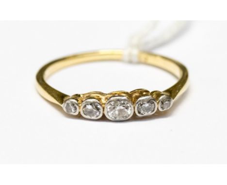 A diamond, five stone 18ct gold ring