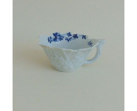 A small Worcester blue and white butter boat, circa 1758 workman's mark, 3.7 cm high approx, 8.5 cm diameter approx Provenanc