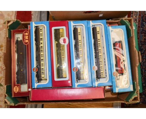 One box of assorted coaches, goods wagons and others to include: 11 Lima examples, 6 Airfix examples and 2 Dapol examples. 