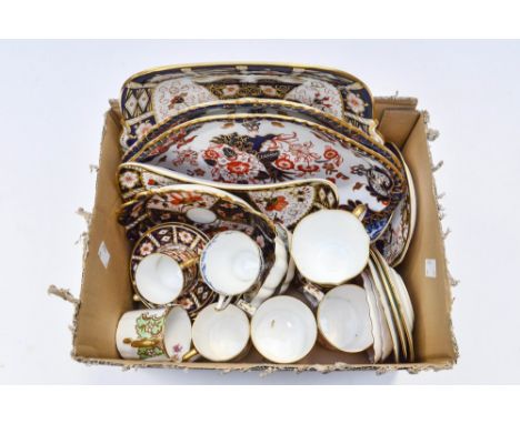 A box of Royal Crown Derby pattern 2451, serving dishes, trinket dishes etc, with assorted Crown Derby coffee cans and trinke