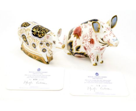 Royal Crown Derby first quality Prudence Pig money box, limited edition 54/500, with Spotty Pig, limited edition 458/1500, bo