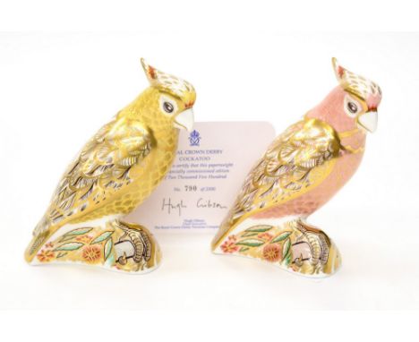 Royal Crown Derby first quality Cockatoo, limited edition 790/2500, with certificate, with Citron Cockatoo (2) 