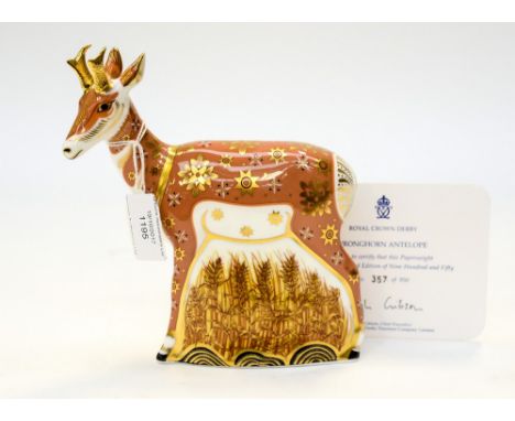 Royal Crown Derby first quality Prong horn Antelope, limited edition 375/950, with certificate 