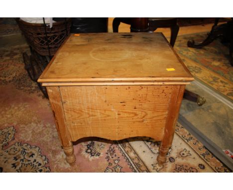 A 19th Century pine commode, complete with ceramic liner