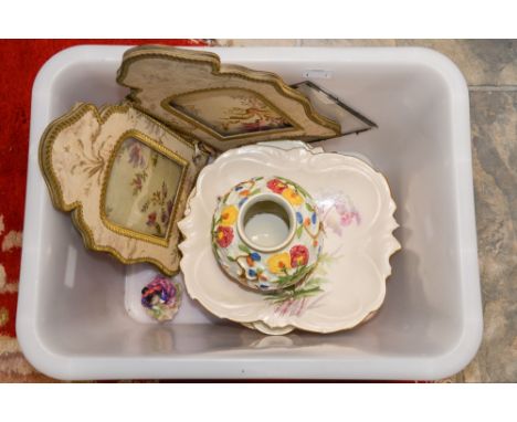 A Limoges part dessert service; together with Royal Doulton figure 'The Paisley Shawl', a Woods 'Indian Tree' pot and a needl