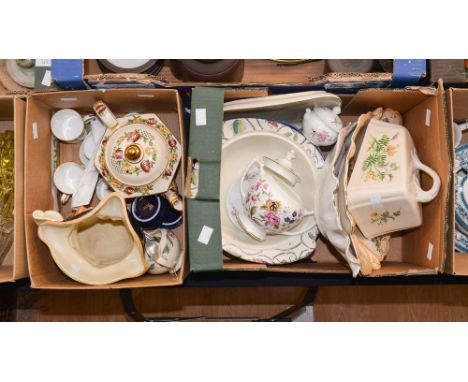 A parcel lot to include Limoges 'P. Pasroud' modernist pin tray, two Derby china 'Fifth Avenue' coffee cans, Wedgwood 19th ce