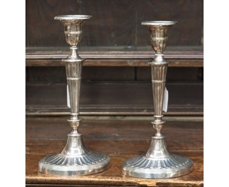 A pair of William Hutton & Sons EPNS neo-classical style candlesticks, ref: 139839 imprinted 